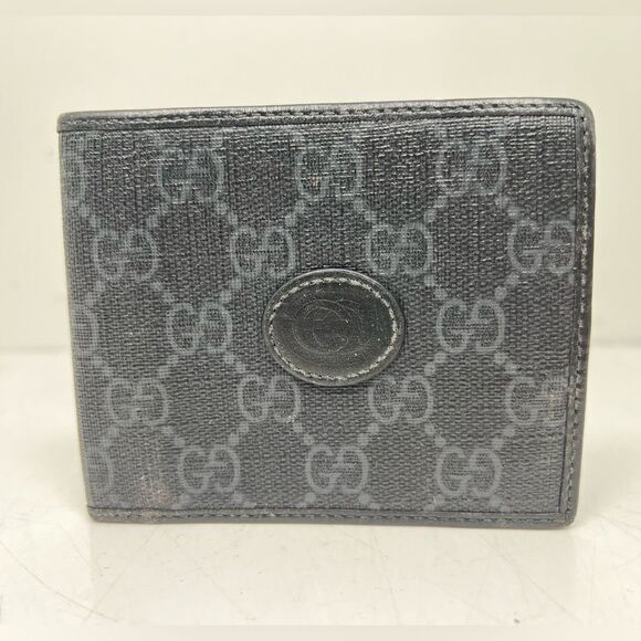 Gucci Other - Gucci Men's Leather Grey GG Print Bifold Wallet